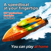 RC Baots 2.4G 4WD Mini Remote Control Boat with Light Speedboat for Pools Competitive Indoor Watercraft Toys For Kids Gifts 2