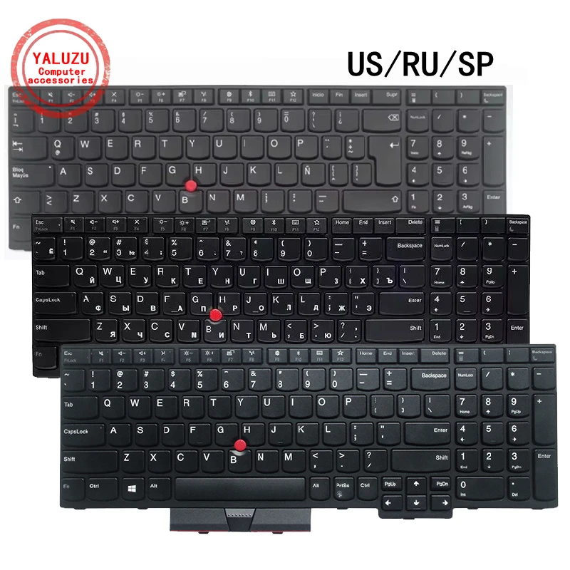 Clavier Lenovo ThinkPad T580 / P52s - Russe, Rétroéclairé, Noir, Neuf 01HX281