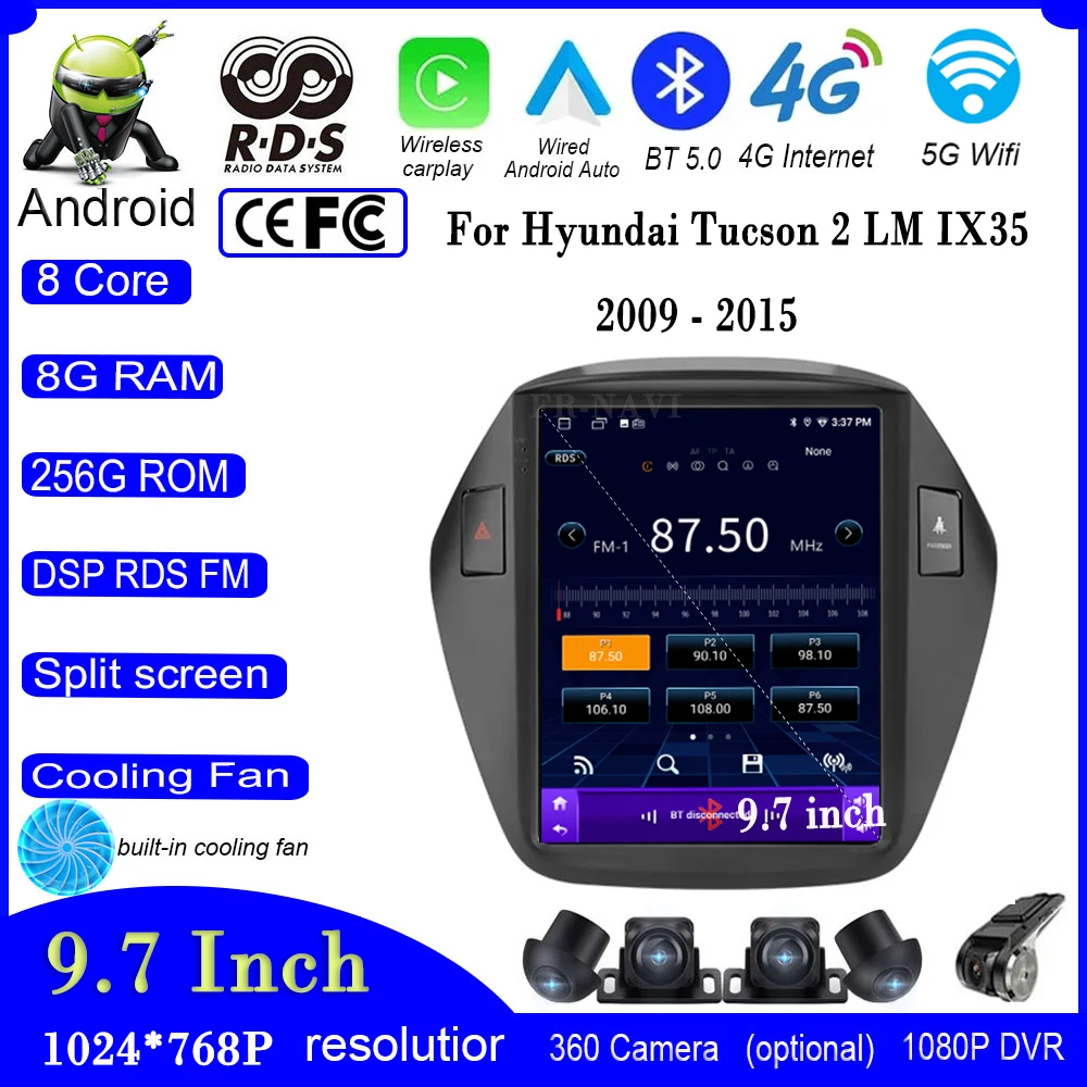 4G + Wifi Car Stereo Gps Radio Multimedia Video Carplay Per Hyundai Tucson 2 Lm Ix35 2009 - 2015 Android 13 System Car Monitor