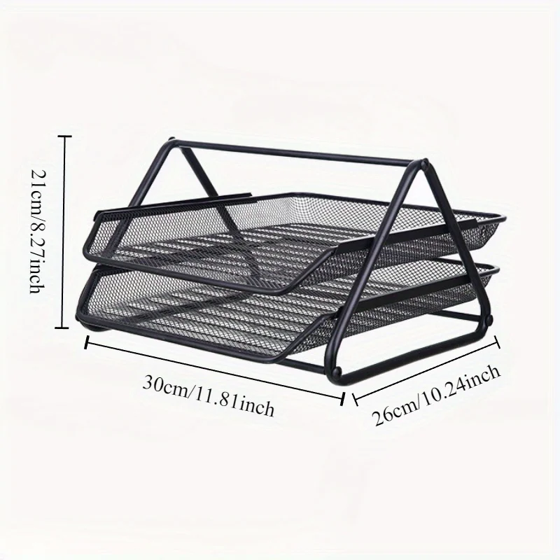 Tieyi three-layer file tray office supplies desktop A4 metal storage management rack iron mesh multifunctional file rack desk organizer storage organizer file folder organizer