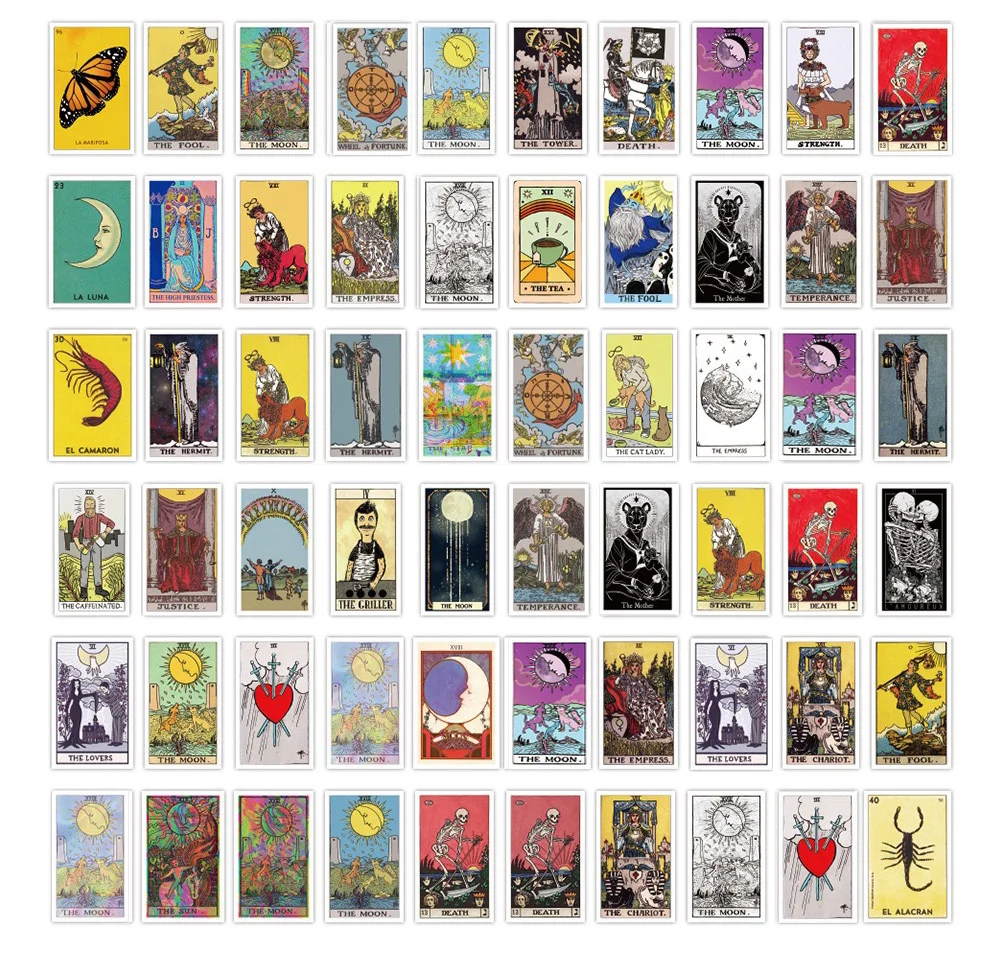 10/30/50PCS Divination Tarot Card Stickers Aesthetic DIY Fridge Laptop  Skateboard Phone Car Art Graffiti