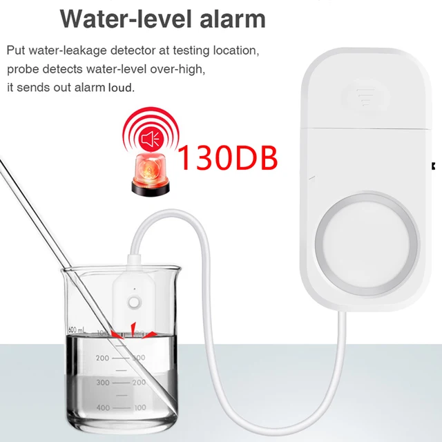 130DB Water Leak Sensor Sound Alarm System Smart Home Automation Water Overflow Level Detector Residential Security Protection 1