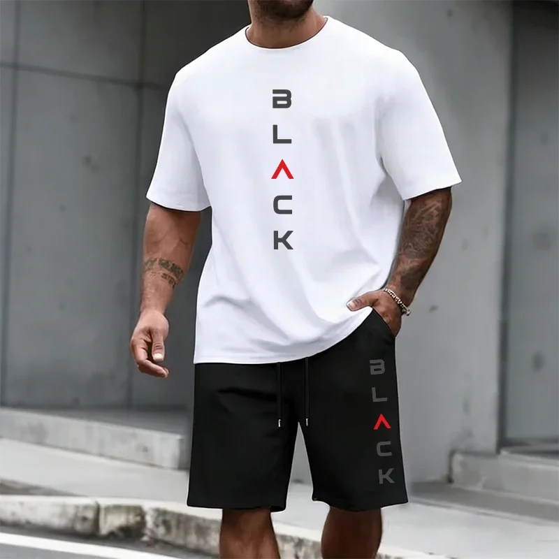 Men's Summer Urban Fashion Tracksuit - Short Sleeve Casual T-Shirt & Shorts Set