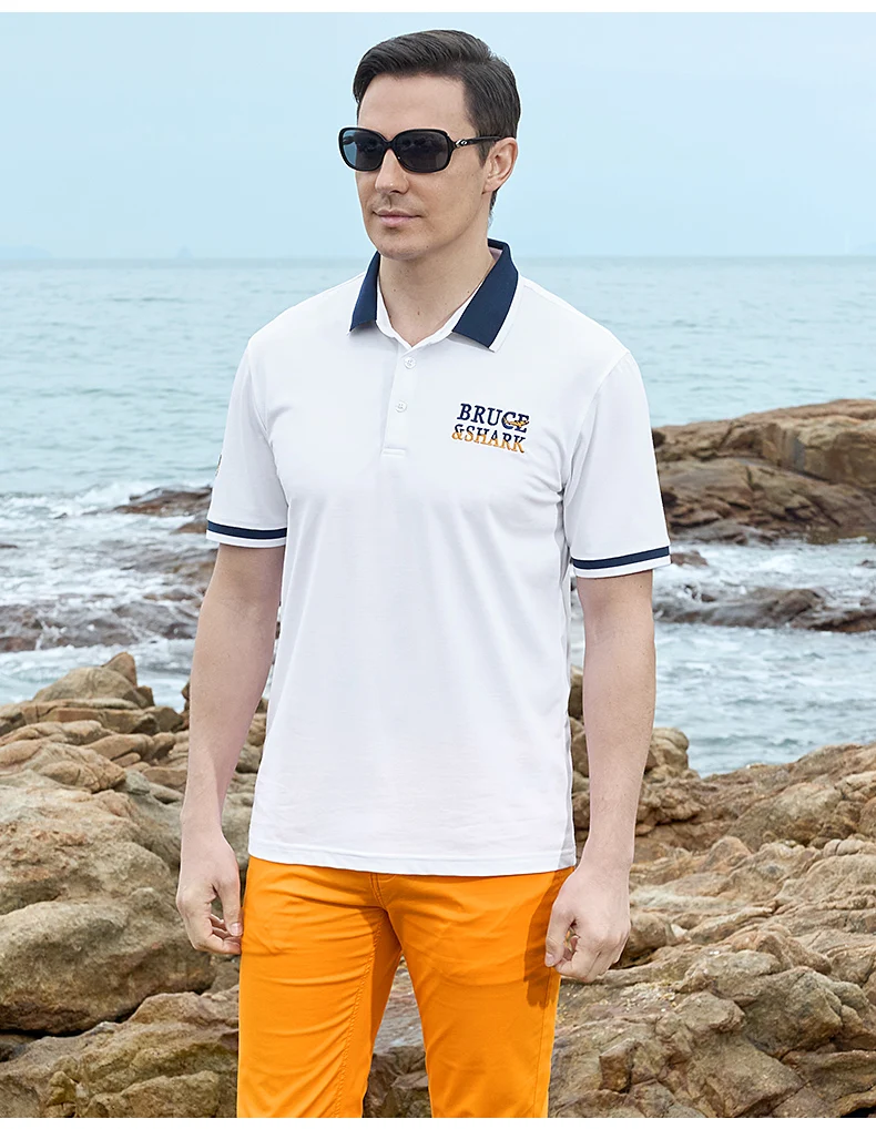 New Summer Straight Men's Business Polo Short Sleeved Bruce&Shark Fashion Mercerized Cotton T-shirt Man Breathable Big Size 4XL 23 S3c2c1670cda44d2cba9b73f316cd2d4bl