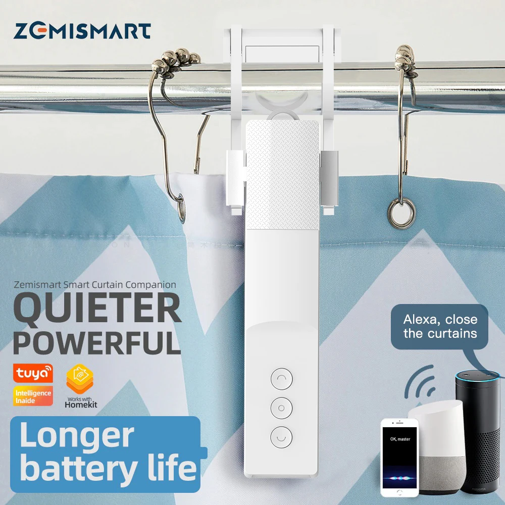 Zemismart Tuya Zigbee Inteligente Robô Cortina Elétrica do Motor para Haste Romana eu tipo u Trilha Alexa Google Controle de Casa