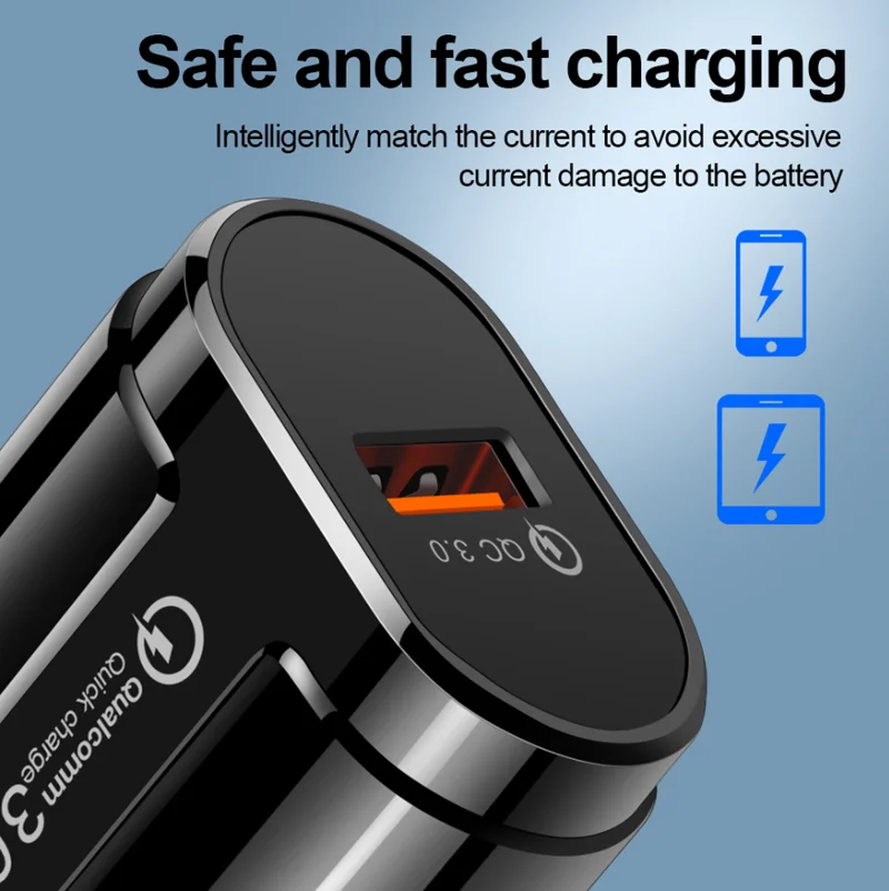 Caricatore USB 24W Quick Charge 3.0 QC3.0 con ricarica rapida, adattatore da parete con spina EU per iPhone, Samsung, Xiaomi - immagine 3