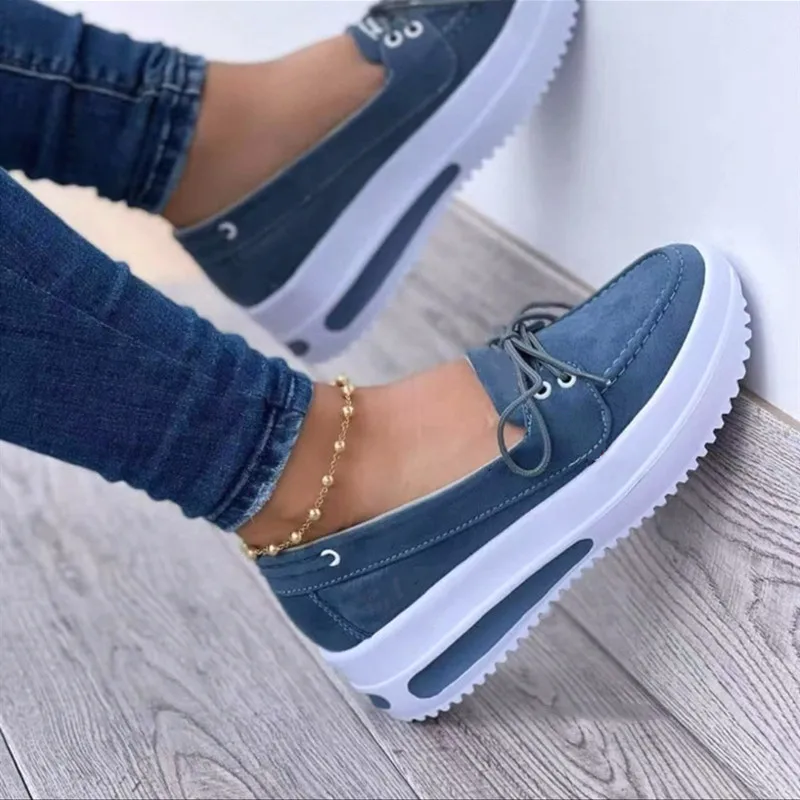 

2022 Spring and Autumn New Large Size Women Shoes Thick Bottom Round Toe Cross Straps Casual Solid Color Fashion Women's Shoes