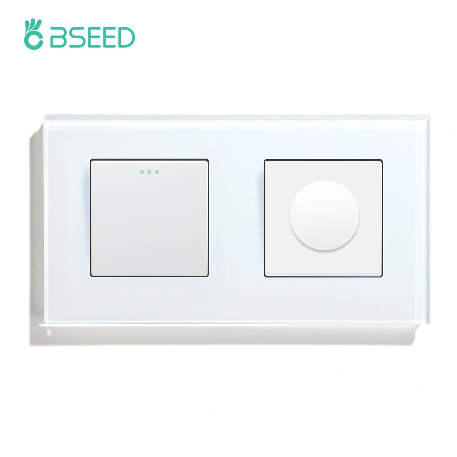Bseed Interruptores de Luz de Parede Mecânica 3gang 1way Plus Dimmer Switch Led Dimmable Switch eu Padrão Vidro Frame 10a