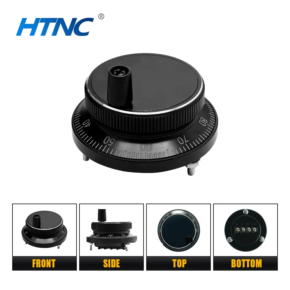 New CNC Pulser black Handwheel 5V 60mm 80 100PPR Manual Pulse Generator hand wheel Machine Rotary Encoder Electronic 4pins 6pins