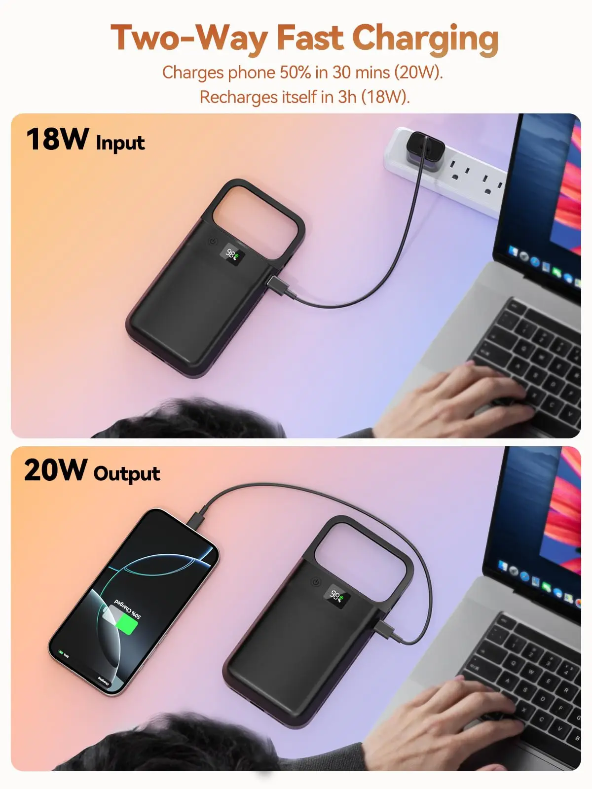 NEWDERY 9300mAh Battery Case for iPhone 17 Pro Max Wireless