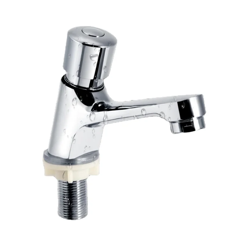 

Basin Sink Faucet Chrome Self-closing Water Saving Faucet Kitchen Bathroom Delay Faucet