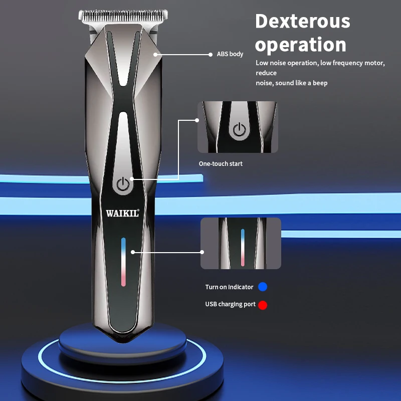 WAIKIL Professional men's hair clipper professional machine clipper USB rechargeable electric scissors Cordless hair trimmer 5