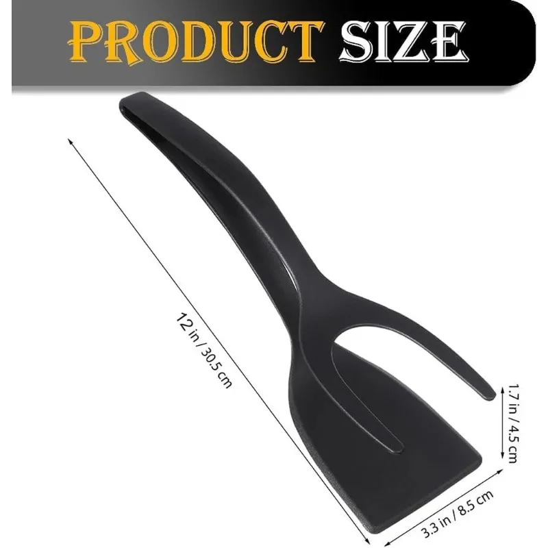 2 in 1 Grip Flip Spatula Tongs Egg Flipper Spatula Nylon Non Stick Coating Pancake Fish French Toast Omelet Making Tool