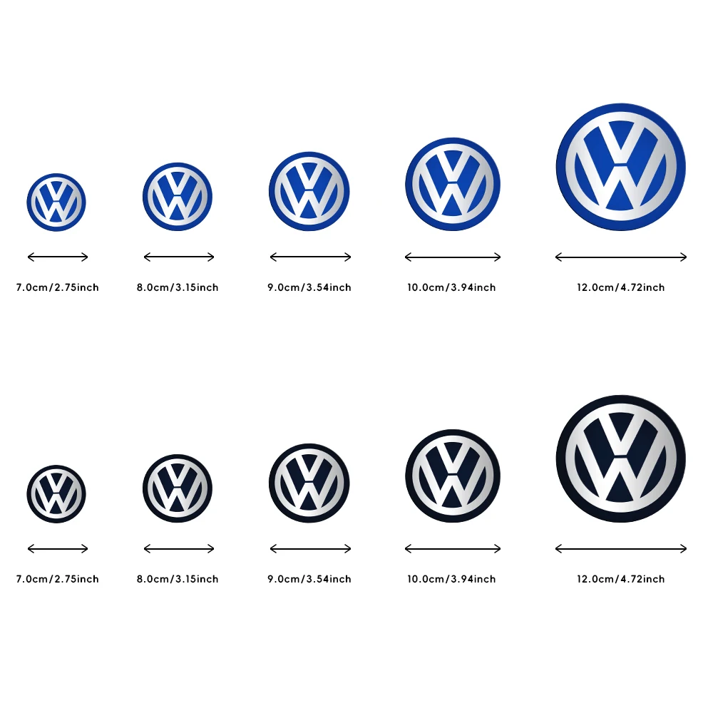 4개 70/80/90/100/120mm 알루미늄 자동차 휠 센터 허브 캡 스티커 (폭스바겐 VW R GTI 골프 5 7 비틀 폴로 파사트 b6 티구안 용)