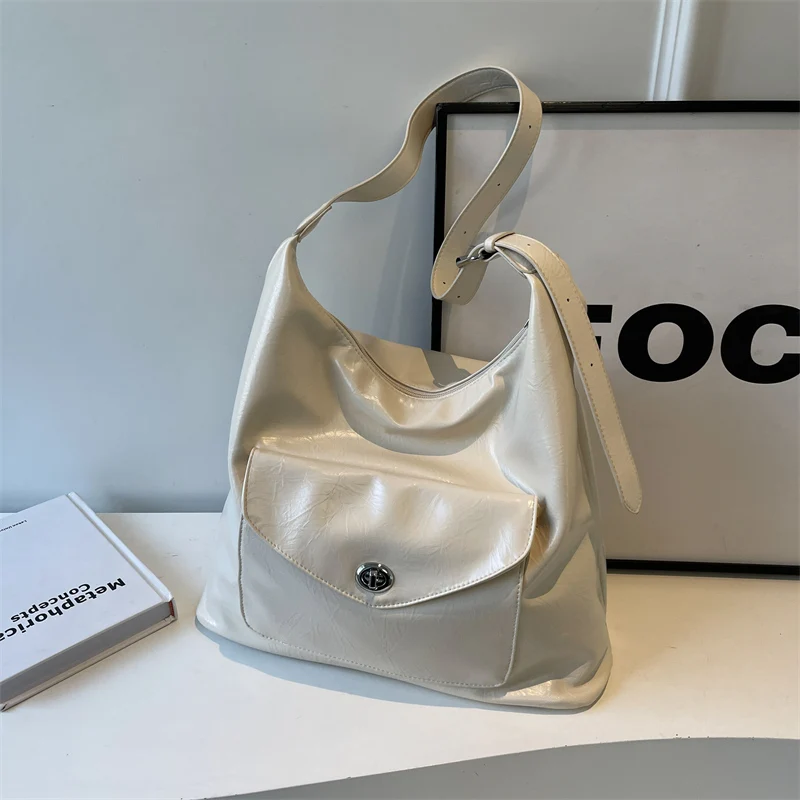

High Capacity Pu Solid Thread Zipper Shoulder Bags Versatile Casual Tote 2024 High Quality Women's Bag Bolsos De Señora