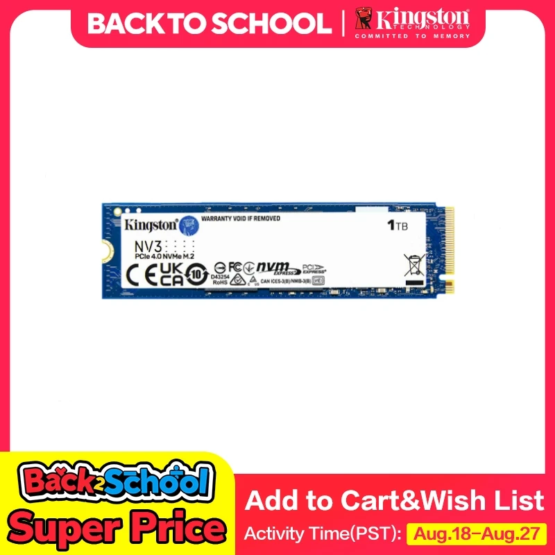 Kingston NV3 PCIe 4.0 NVMe SSD M.2 2280 Solid State Drive