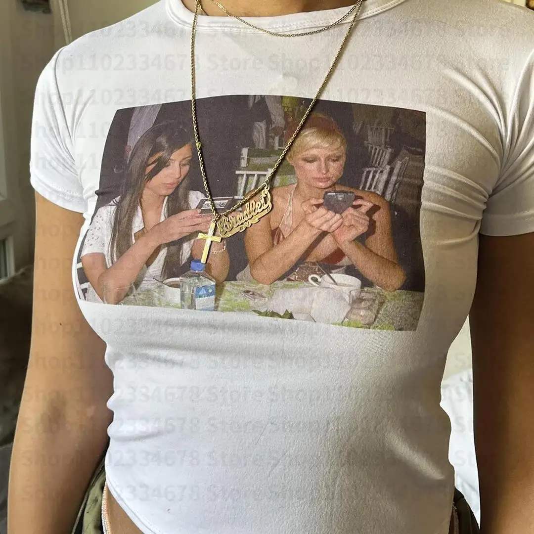 패션 편지 인쇄 요정 그런지 여름 E-girl 흰색 자르기 탑 슬림 2000년대 streetwear 하라주쿠 고스 반팔 티셔츠 Y2k Top
