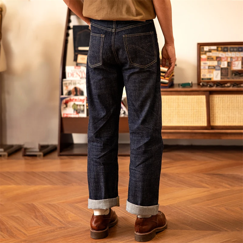 Red Tornado WW2 Model High Waist Loose Straight Men's Jeans 14oz Selvedge Denim Pants 3