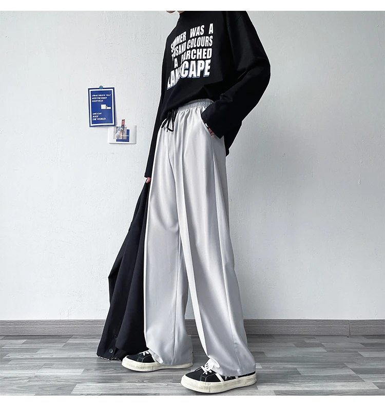 men blazer Gray/Blue/Black Suit Pants Men Fashion Society Mens Dress Pants Korean Loose Straight Wide Leg Pants Mens Formal Trousers M-3XL blazer suit