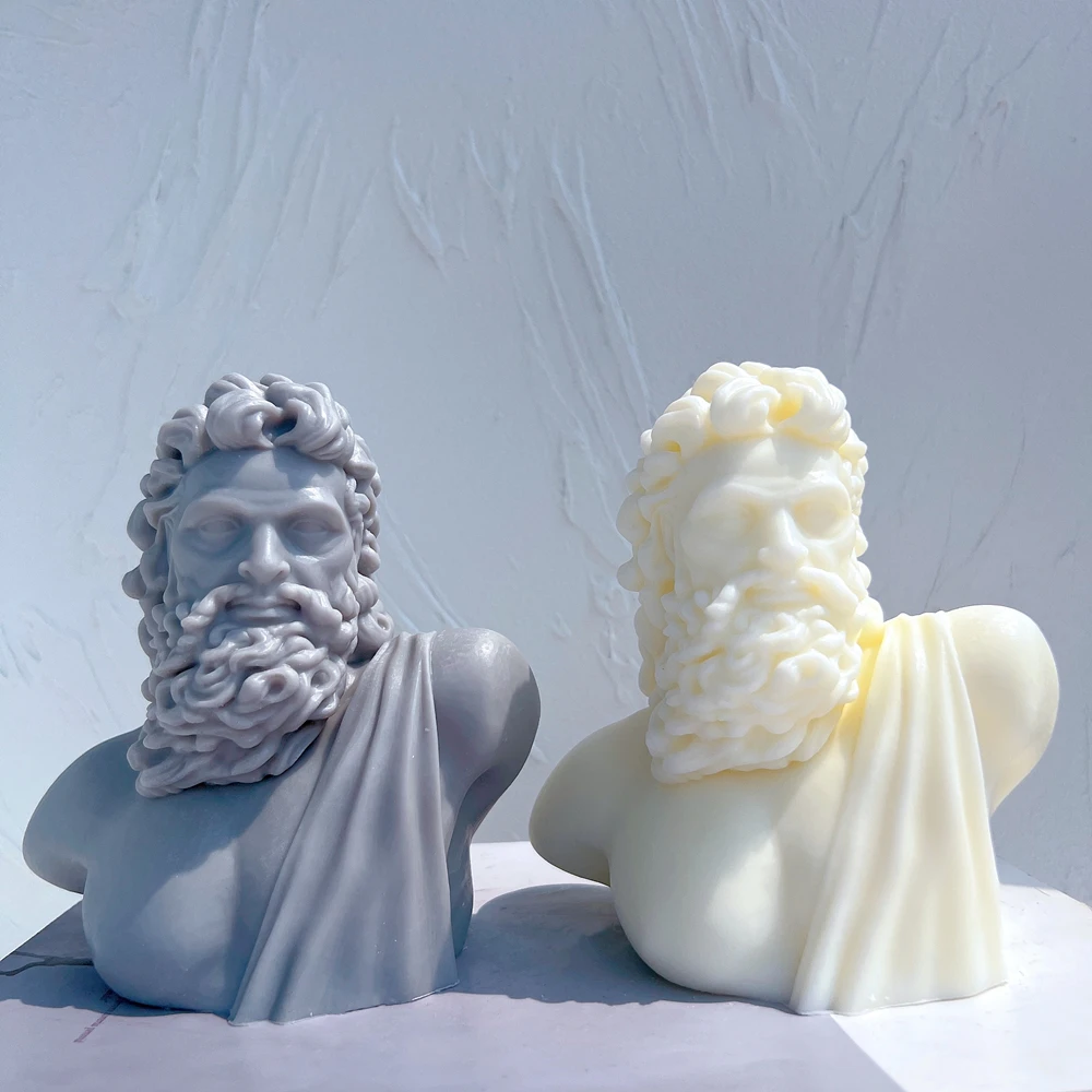 AntiqueZeusStatueSiliconeMoldUniqueBustSculptureSoyWaxCandle