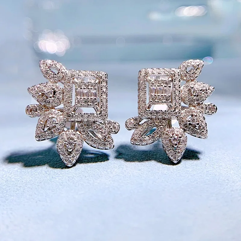 2022 new 925 sterling silver luxury micro-set petal earrings European and American cross-border ins style