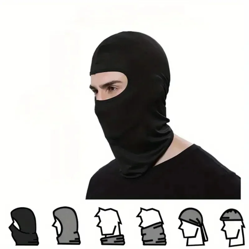 Ice Silk Sunscreen Full Face Mask Outdoor Fishing Motorcycle Windproof UV Protective Mask Black Balaclava Mask