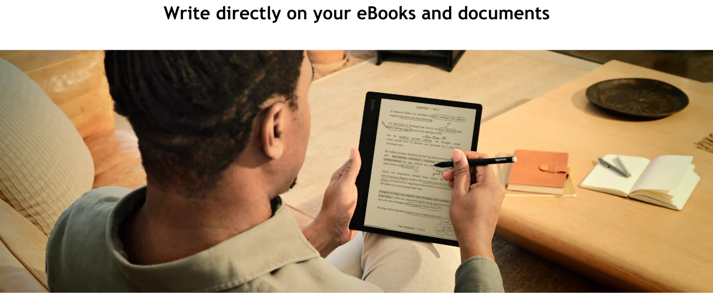 Kobo Elipsa Pack - Liseuse 10,3" Stylus Inclus - Prise De Notes EBooks PDF - 32 Go