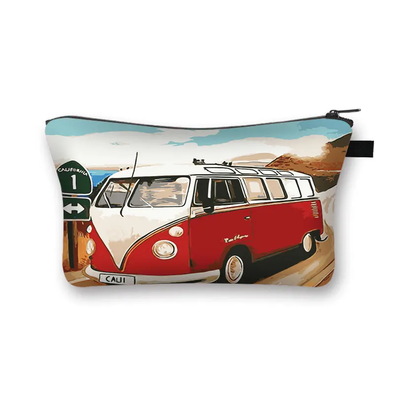 Colored cars on seaside vacation Cosmetic Bag Makeup Bag Storage Bags Portable Cosmetic Case Gift storage bag cosmetic bag cosmetic storage bag toiletry bag makeup bag cosmetic case