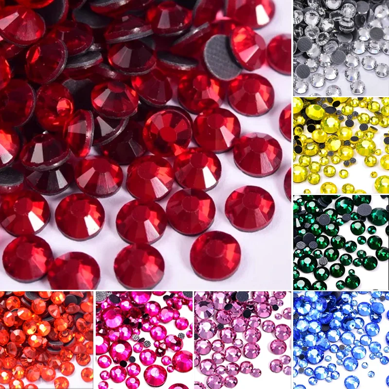 Hot Fix Rhinestones SS6-SS30 Glass Crystals DMC Hot Fix Rhinestones Iron On Stones For crafts Wedding Dress Y0082