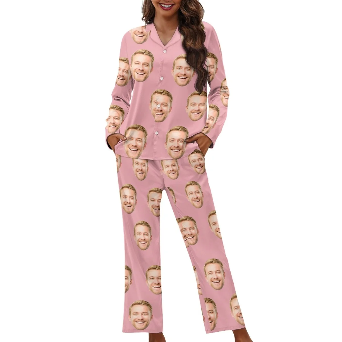 Ihr Bild: Pyjama-Set mit individuellen Knöpfen, DIY Ihr Design, 2 Stück/Set, Herbst-Winter-Damen-Nachtwäsche, modische Pyjamas, Party-Nachtwäsche – Detail 12