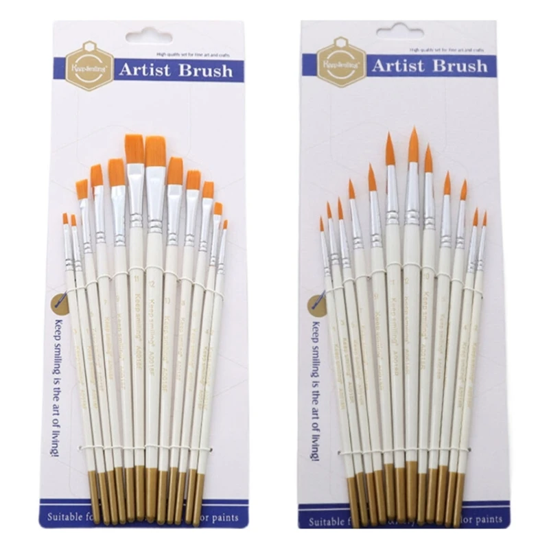 

K1AA Paint Brush, 12Pcs Round Pointed Tip Paintbrushes Nylon Hair Artist Paint Brush