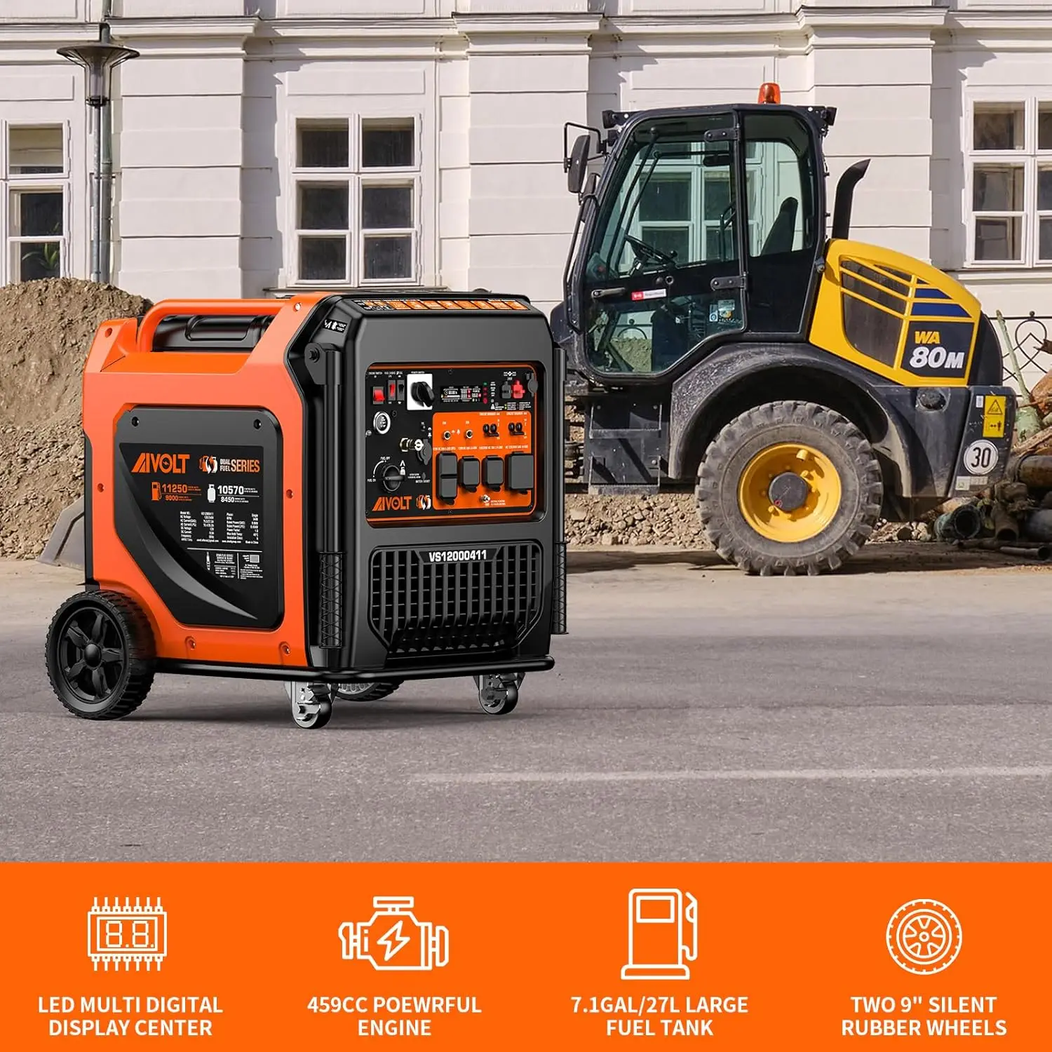 2025-hotDual Fuel Portable Inverter Generator Super Quiet Gas Propane Powered Remote/Electric Start Outdoor Generator ATS Ready