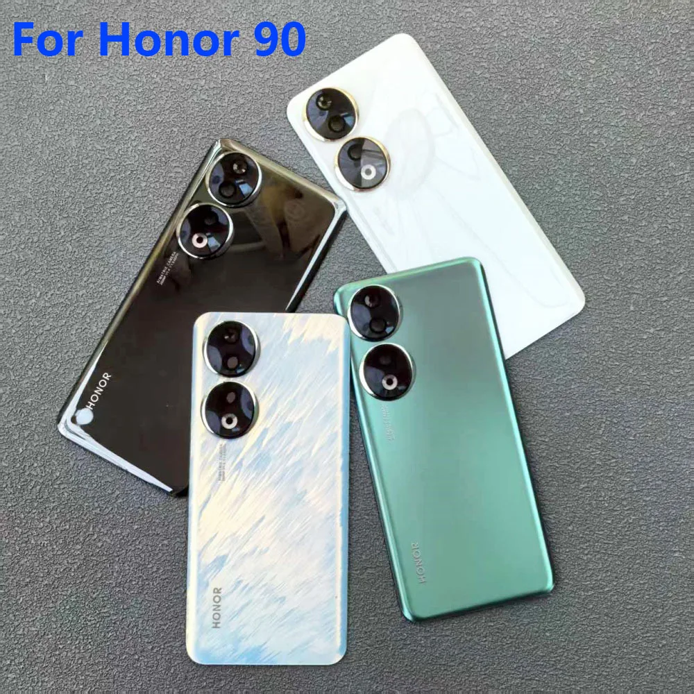 Back Glass Cover Battery Case Rear Door Housing Lid Panel Shell Repair Parts +Camera Lens &Glue for Honor 90 5G REA-AN00 REA-NX9