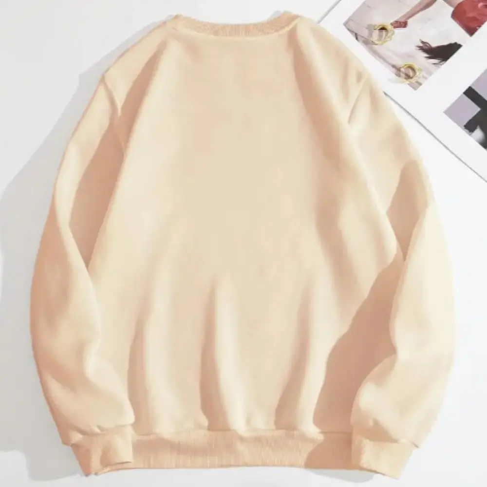 Christmas Print Sweatshirt Casual Long Sleeve Crew Neck Sweatshirts Women's Clothing Cotton y2k Hoodie Graphic Season Pullover