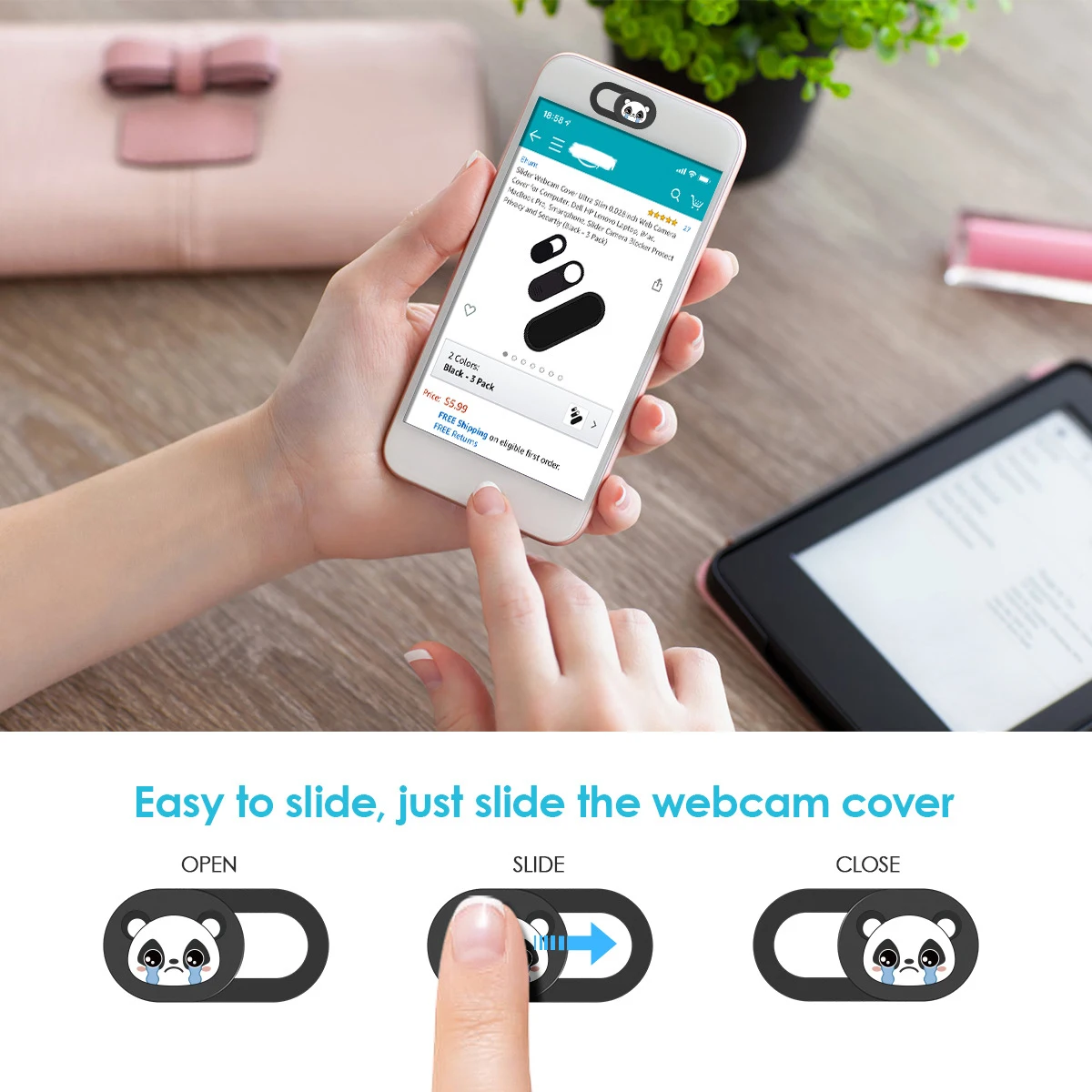 Webcam Cover Slide (3-pack) - For phones, tablets and laptops