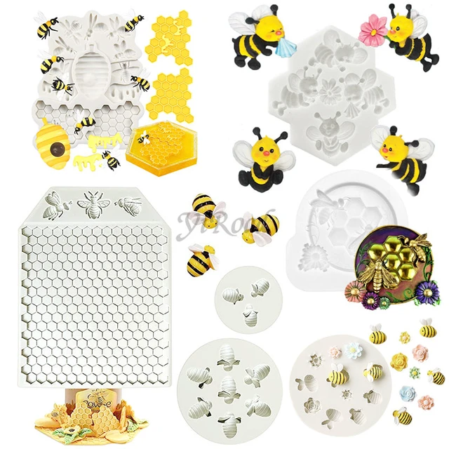 3d Bumble Bee Silicone Mold Honeycomb Bees Fondant Mold Flower