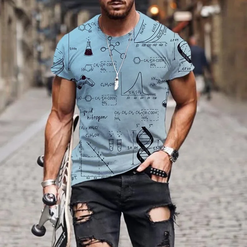 

New Design Men Running T-Shirts Students Chemical Symbol Short Sleeve Tee Tops Sports Quick Dry O-Neck Tees Men's Clothes Summer