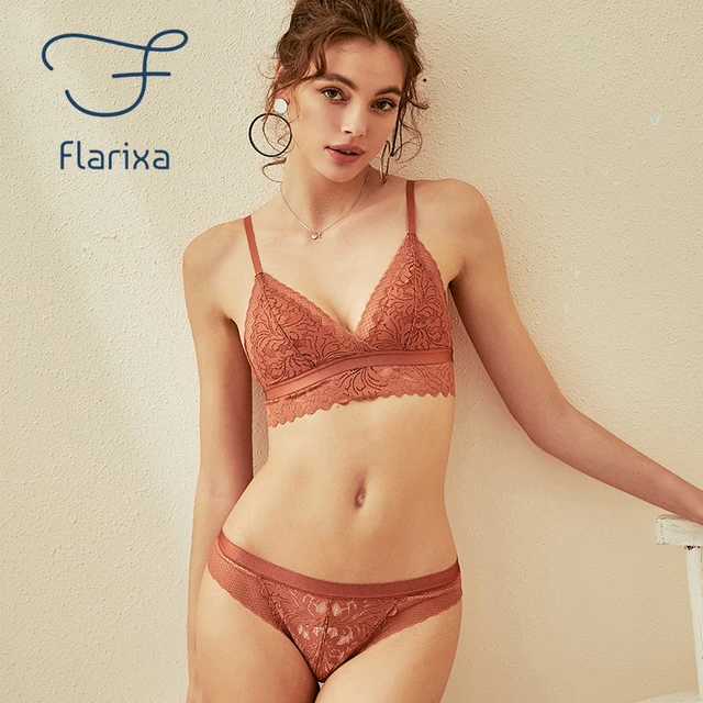 Flarixa Sexy Lace Deep V Women's Underwear Set Fashion Tops Push Bra Panties  2pcs Breathable Mesh Transparent Sexy Lingerie Set - Bra & Brief Sets -  AliExpress