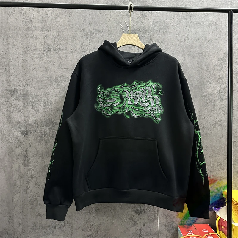 

2023fw HELLSTAR Fleece Hoodie Men Women Best Quality Black 2023fw Graffiti Hip-hop Pullover Hooded