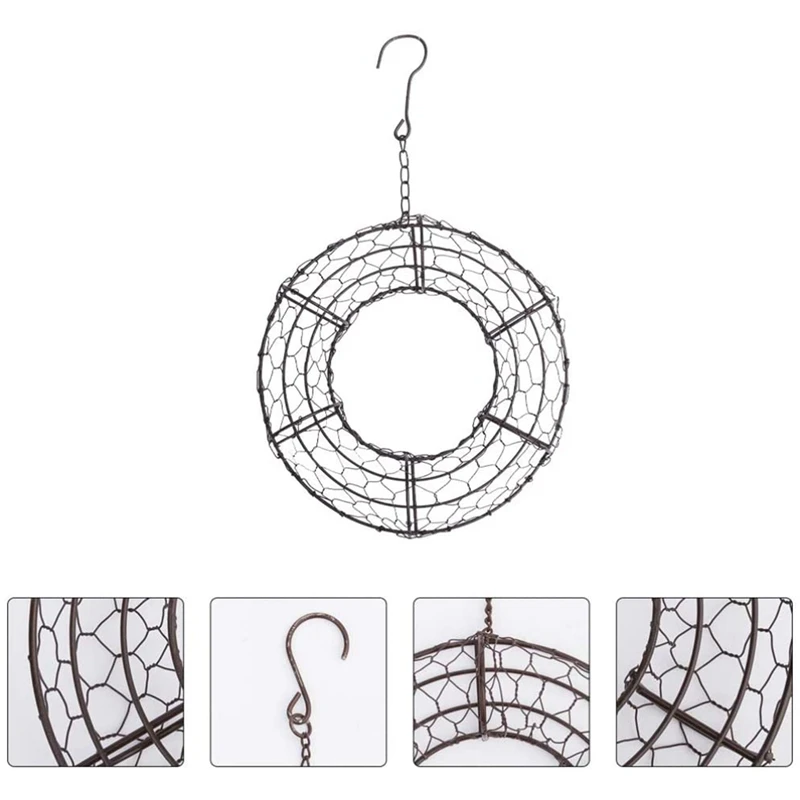 New Round Wreath Frame Succulents Metal Hanging Wreath Frame Form Home Garden Decoration Hook 21cm