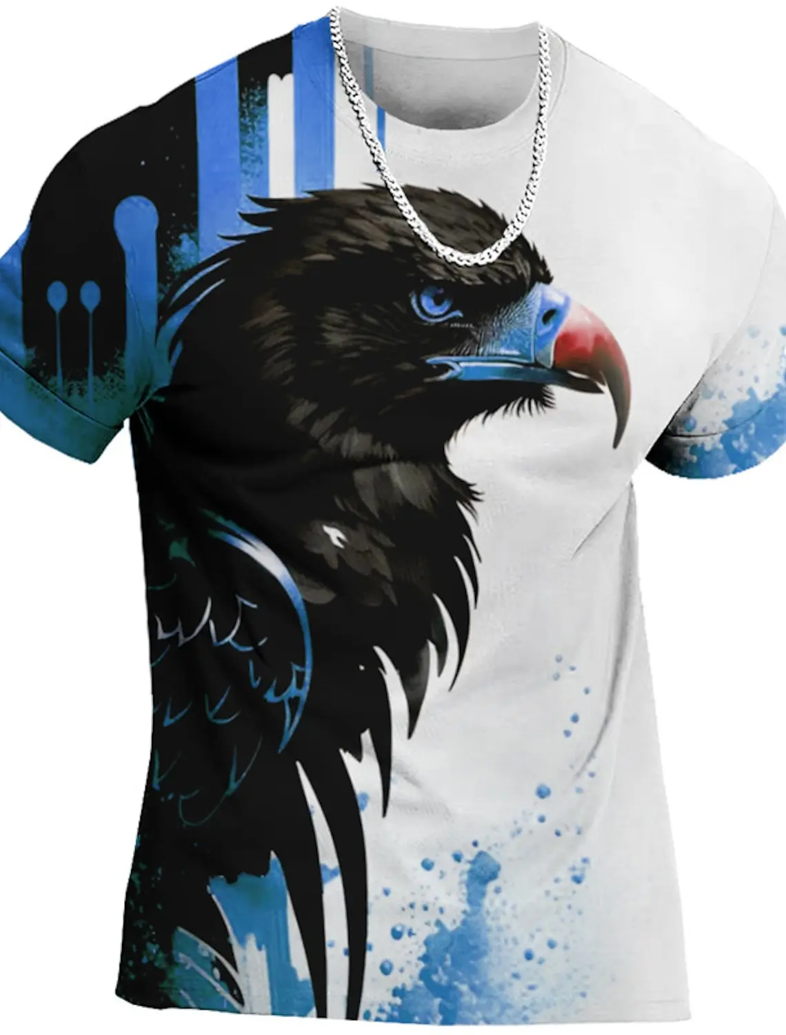 

New 3D Printing Eagle Wolf Pattern T-shirt Large Fashion Top Short Sleeve Men's Clothing Street T-shirt