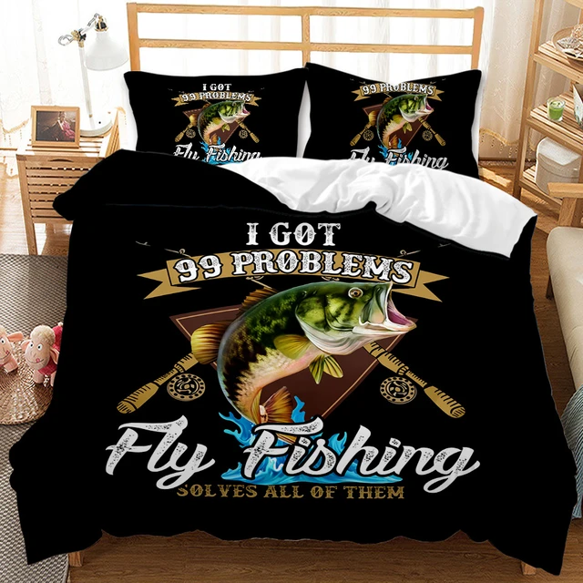 Big Pike Fishing Duvet Cover Set Hunting Bedding Fly Fishing Comforter  Cover Queen King Full Polyester Quilt Cover Teens Adults - AliExpress