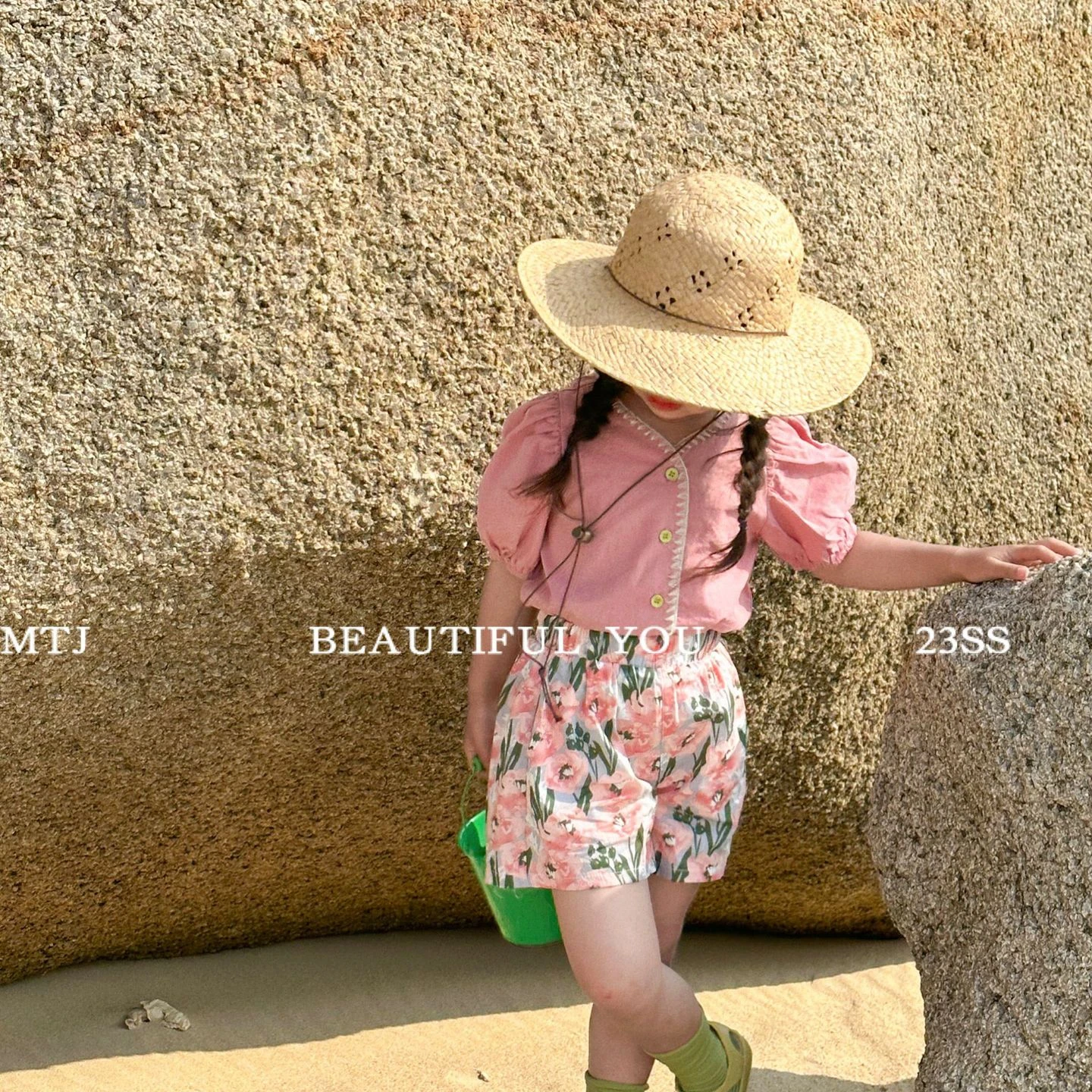 

Korean Style Children's Clothing Girls' Cotton Shirt Floral Shorts Two-Piece Children's 23 Summer Baby Suit