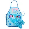 Cute Cartoon Children Apron Sleeves Chef Hat Pocket Set Kids Craft Art Kitchen Cooking Chef Suit Drink Food Baking Toys for 3-8Y 6