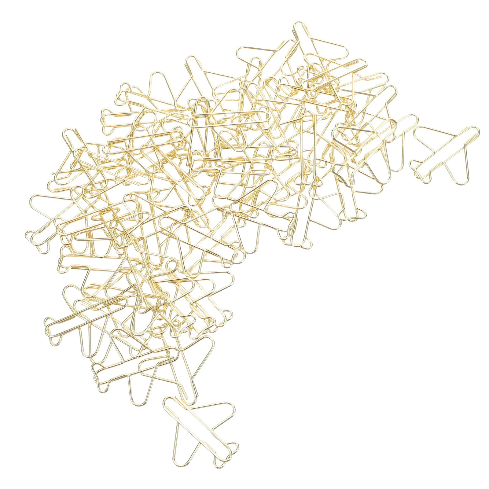 100Pcs 비행기 종이 클립 골드 금속 장식 클립 미니 종이 클립 플래너 편지지 사무실 결혼식 호의품 선물 가방