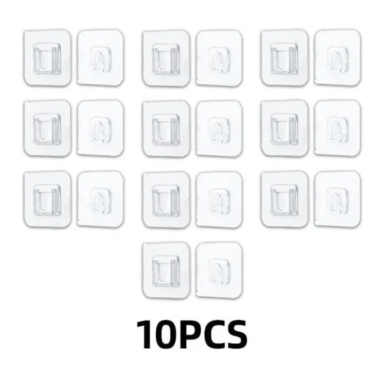 

5/10Pairs Double-Sided Adhesive Wall Organizer Hook Hanger Transparent Strong Suction Cup Hooks Kitchen Hardware Shelf Hook