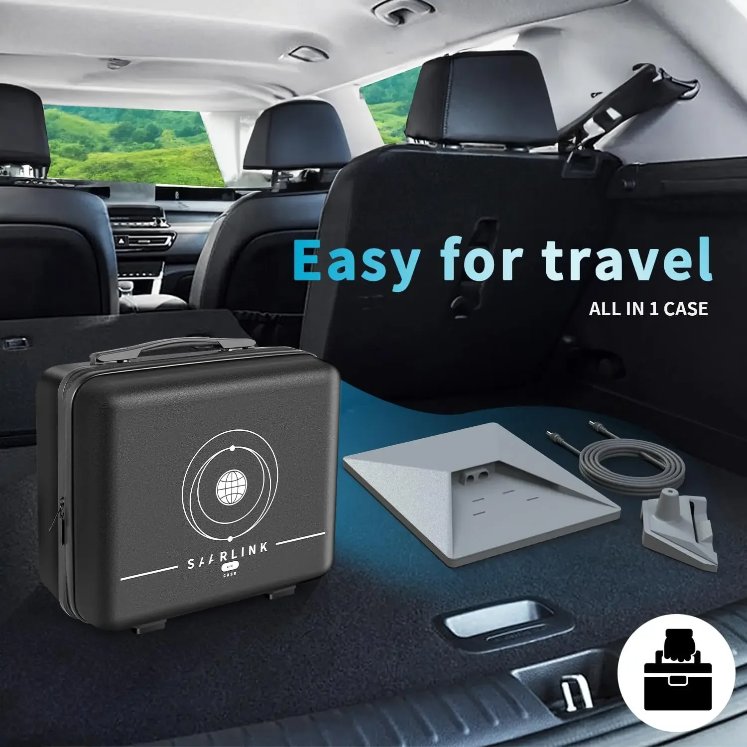Starlink Mini Case-Carry Handle Hard Travel Case for Outdoor Camping, Car, RV, Boat Trips-Waterproof Black