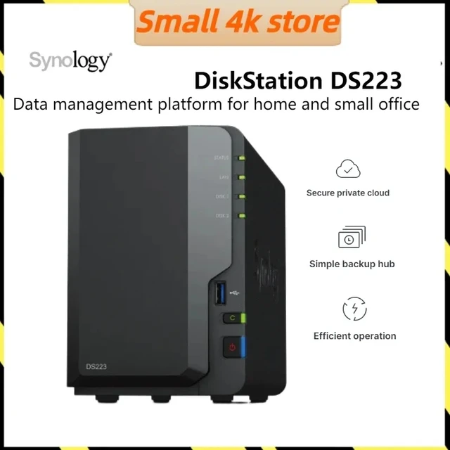 Synology-DiskStation DS223j, boîtier NAS 2 baies, serveur de stockage  réseau cloud, façades NAS-Core