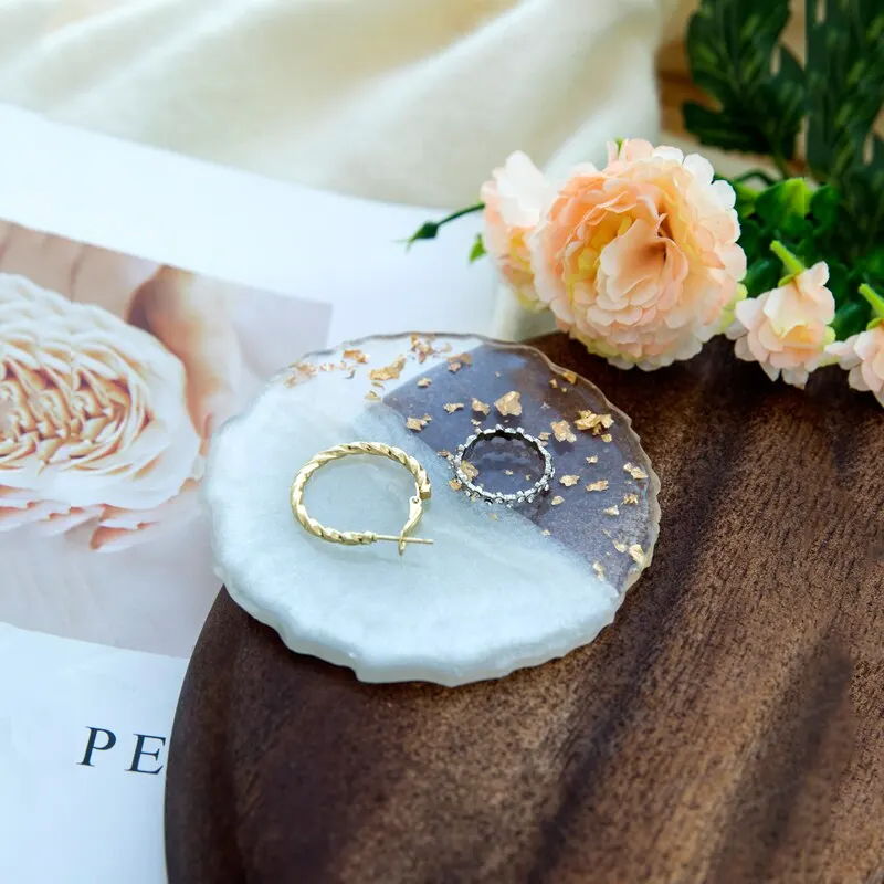 Resin Jewellery Tray Jewelry Display Stand Jewelry Display Tray 1 Piece Resin Jewelry Storage Tray Marbling Nail Ring Necklace Display Board