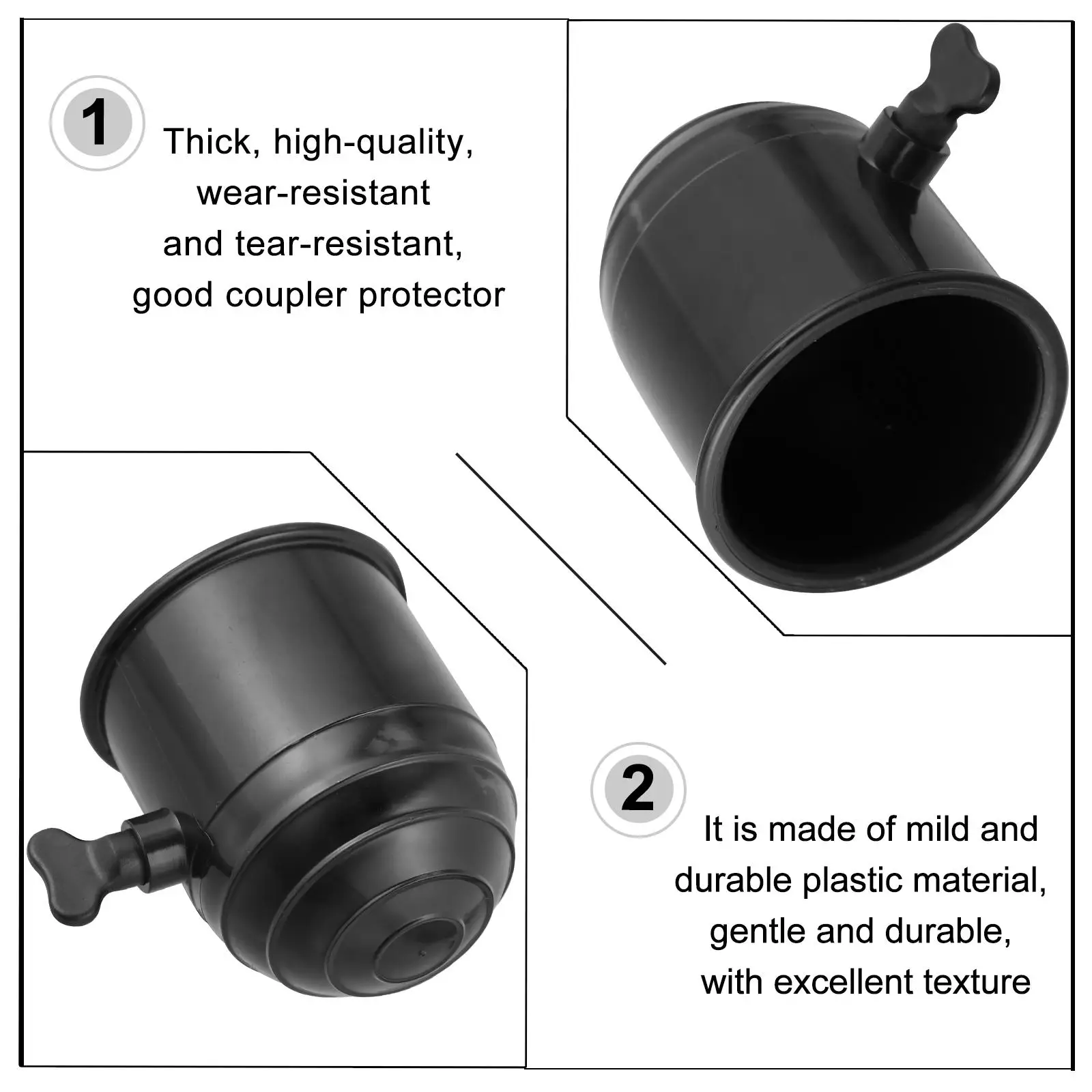 2 Pcs Protective Cap Car Hitch Cover Protector Camper Van Trailer Coupling Lock Hooks Protection Plastic